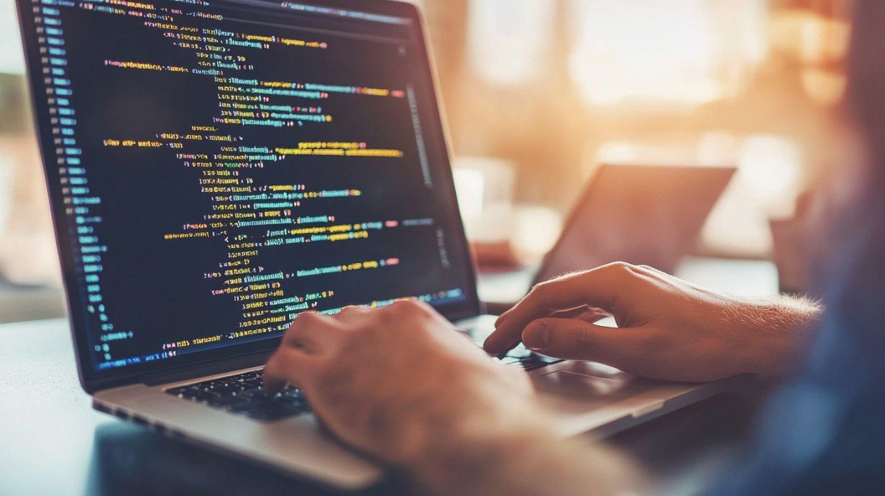 Softwareentwickler programmiert am Laptop