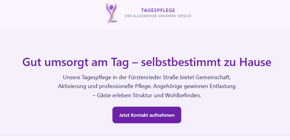 ASST Tagespflege Website Screenshot