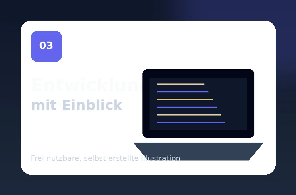 Entwickler arbeitet am Laptop und zeigt Projektfortschritt für transparente Einblicke in den Entwicklungsprozess